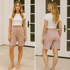 LUNYA Restore Double Faced Short Oatmeal Cotton Blend Lounge Sleep Medium NEW